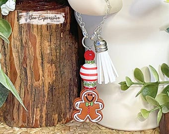Gingerbread Christmas Charm Chain: Rhinestone & Tassel Stanley Accessory