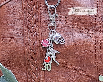 Handmade, Customized Football Charm Chain: Bag, Stanley, or Bogg Accessory, Custom Jersey Number