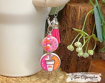 Handmade Donut Tumbler Charm: Silicone Bead, Beaded Tassel