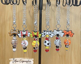 Handmade Sports Tumbler Charm Chain, Custom Jersey Number & Colors