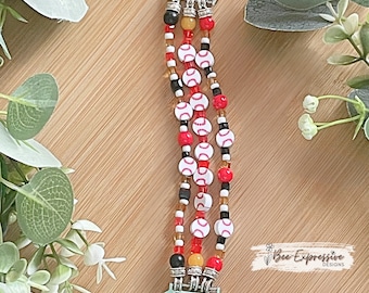 Handmade Beaded Baseball Apple Watch Bracelet: Custom Lengths