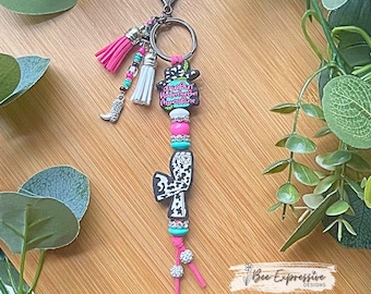 Handmade, Watermelon Moonshine, Lainey Keychain: Beaded Tassel, Boot Charm