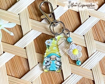 Gnome Keychain Accessory or Tumbler Chain:  Swivel clasp, beaded tassel with daisy bead