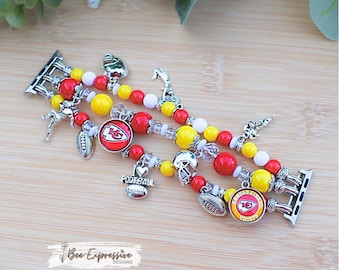 Handmade, Universal, KC Watch Band: Football Charms, Custom for Apple, Samsung Galaxy Watches
