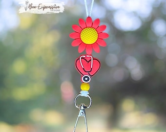 Handmade, Nurse Lanyard: Heart Bead With Stethoscope, Swivel Clasp, Break Away Connector
