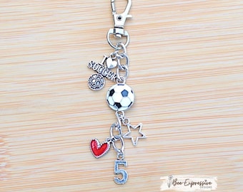 Handmade, Soccer, Charm Chain: Bag or Stanley Accessory, Charms, Custom Jersey Number