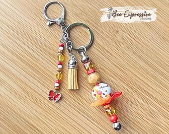 Handmade Autumn Keychain: Beaded Tassel, Butterfly Charm