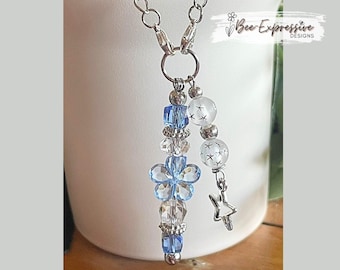 Handmade Tumbler Charm Chain: Acrylic Beads, Star Penldant