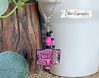 Beaded Tumbler Charm Chain: Hot Pink Wallen Bead, Boot Charm