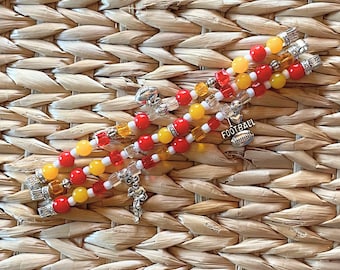 Handmade Beaded Football Apple Watch Band: KC Colors, Three Charms