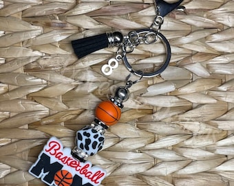 Custom Number, Basketball Mom, Keychain: Basketball Bead, Choose Clasp
