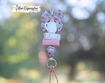 Handmade, Bow, Coffee Cup, and Books Lanyard: Break Away Clasp, Swivel End
