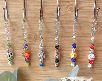 Personalized Sports Ball Tumbler Charm: Rhinestone Number Chain