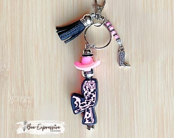 Handmade, Cowgirl, Keychain or Accessory: Pink Cowgirl Hat, Bell Bottom Jeans, Disco Ball