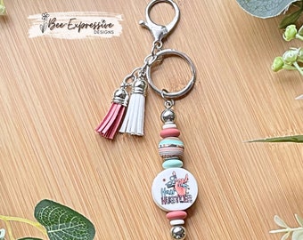 Hair Hustler Keychain: Handmade Beaded Tassel Keyring