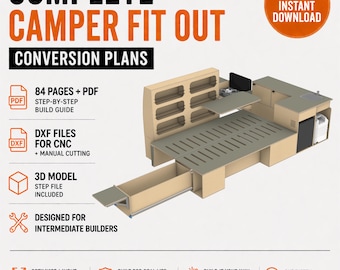 RHD - Camper Van Conversion CNC Plans – Bed to Couch System + Kitchen Unit + Wardrobe Storage | DIY Van Build Blueprint Package