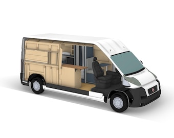 Fiat Ducato L3H2 Camper Van Conversion Plans | Peugeot Boxer & Citroën Relay Compatible | DIY CNC DXF Build Files (Left hand drive)