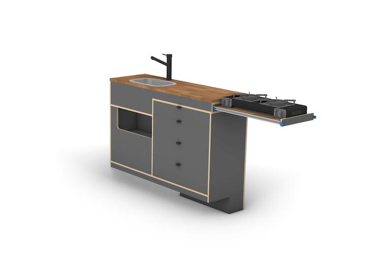 Sprinter Camper Van Conversion Floor Plan: MWB 144 DXF & 3D Model ...