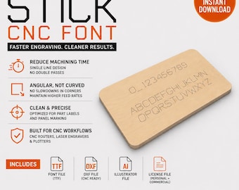 Single Line CNC Font | Stick Engraving, DXF, TTF Download