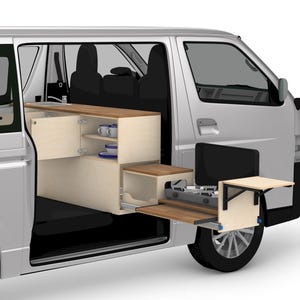 Side Pull-Out Van Kitchen Plans | Right-Hand Camper Kitchen Unit for Vans | DIY CNC + Manual Cut Files