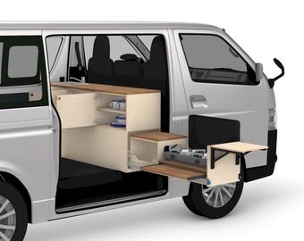 Van Kitchen Plans: DIY Pull-Out Camper Unit, CNC + Manual Cut Files (Digital Download) RHS