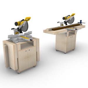 Plany wózka do piły ukosowej DIY Mobile Miter Saw - Lista cięć - Pliki DXF - Model CAD - Pobieranie cyfrowe