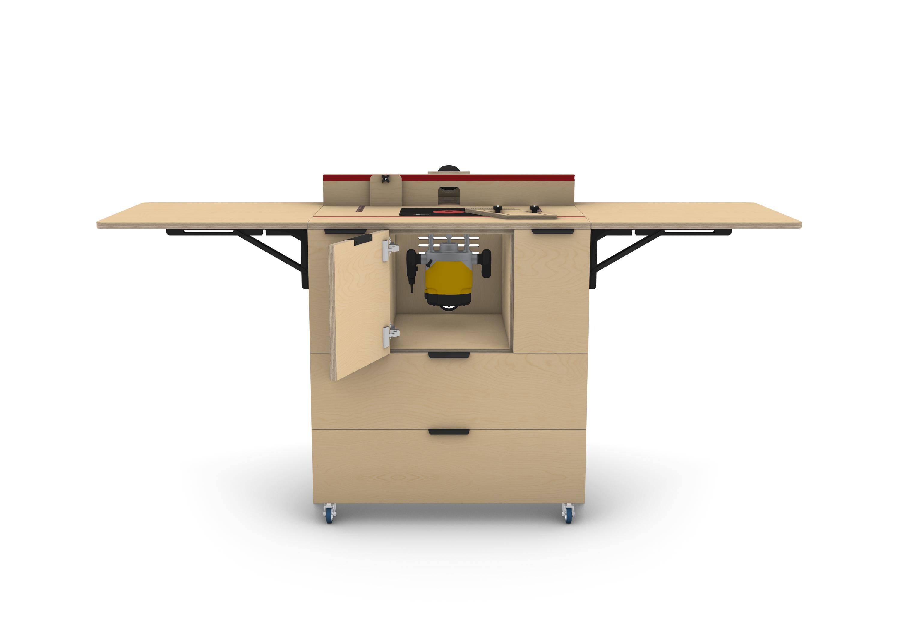 Mobile Router Table Plans Mobile Router Table Trolley Plans | Folding Wings, T-track Fence ...