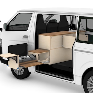 Side Pull-Out Van Kitchen Plans | Left-Hand Camper Kitchen Unit for Vans | DIY CNC + Manual Cut Files