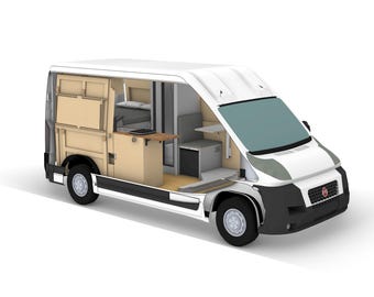 Fiat Ducato L2H2 Camper Van Conversion Plans | Peugeot Boxer & Citroën Relay Compatible | DIY CNC DXF Build Files (Left hand drive)