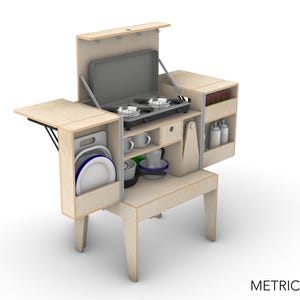 Planos de cocina portátil para acampar: construye tu propia cocina de campamento o estación de cocina compacta para exteriores (versión métrica)
