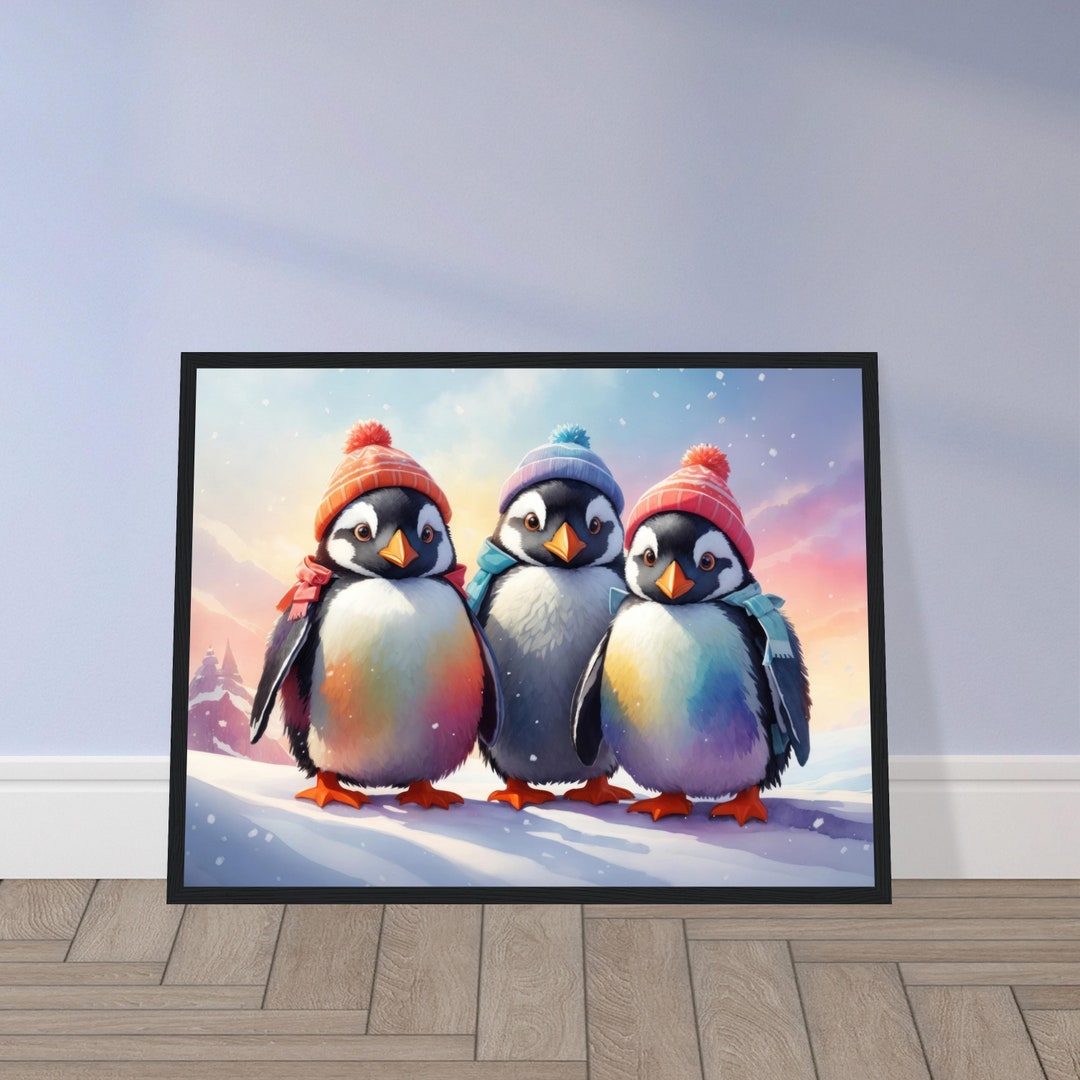 Penguin Print Penguin Christmas Gift Christmas Print Penguin Family Art
