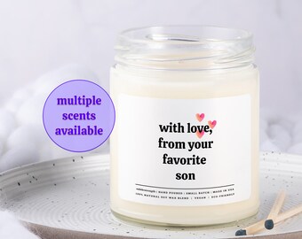 with love from your favorite son 9oz scented soy candle, motivational gift, inspirational gift