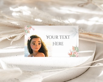 Moana voedseltent kaart, meisje Moana verjaardagsfeestje voedseltent, bewerkbare digitale Corjl-sjabloon