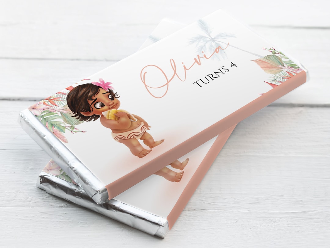 Moana Birthday Chocolate Wrapper, Moana Birthday Party Favor, Chocolate ...