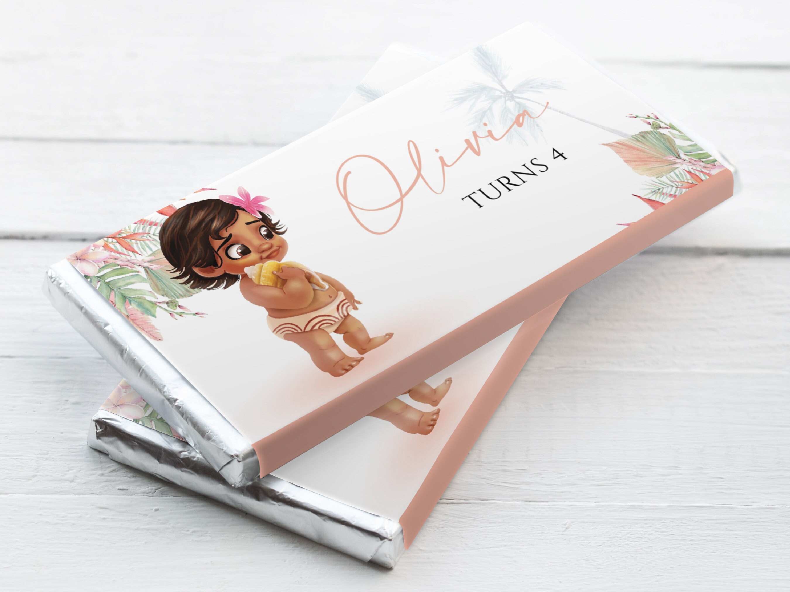Moana Birthday Chocolate Wrapper, Moana Birthday Party Favor, Chocolate ...
