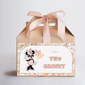 Minnie Mouse Birthday Gable Box, Groovy Minnie Mouse 2nd Birthday Party Gable Box, Editable Digital Corjl Template