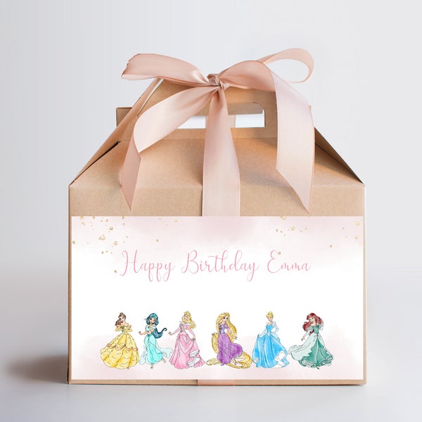 Princess Tea Party Gable Box Label, Royal Celebration Tea Party Candy Box Label, Editable Digital Corjl Template