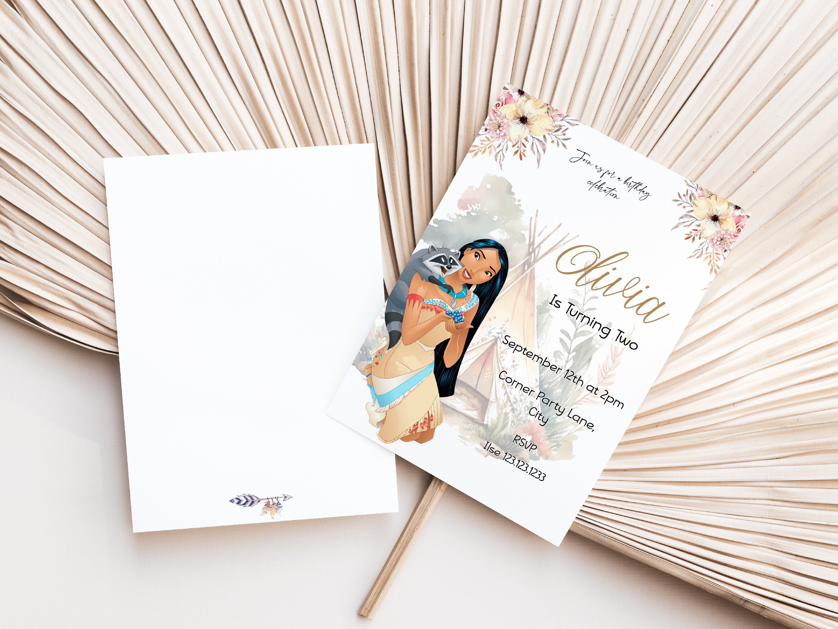 Pocahontas Birthday Invitation, Girl Pocahontas Themed Birthday Party ...
