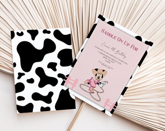 Rodeo Minnie Mouse Birthday Invitation, Cowgirl Minnie Mouse Birthday Party Invite, Editable Digital Corjl Template