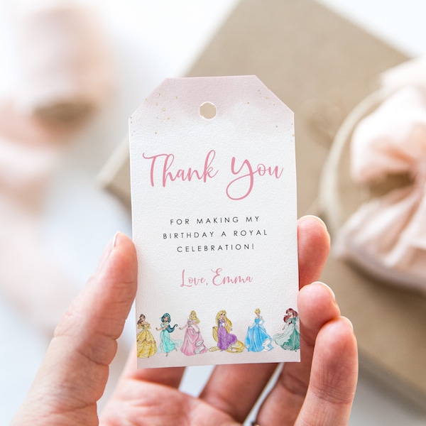 Princess Tea Party Birthday Favor Tag, Royal Celebration Thank You Tag, Birthday Party Favor Tag, Editable Digital Corjl Template