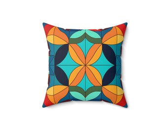 Colorful Geometric Tile Pattern - Accent Pillow