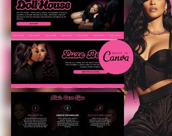 Hair Website Canva Banners: Editable Shopify Theme Instant Download
