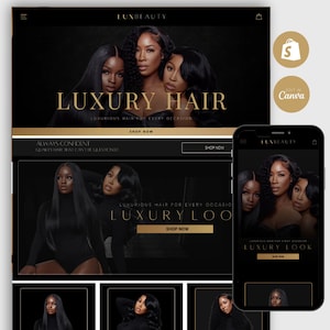 Shopify Hair website design Hair website theme Shopify hair website luxury hair website Premade hair website Hair Shopify template canva