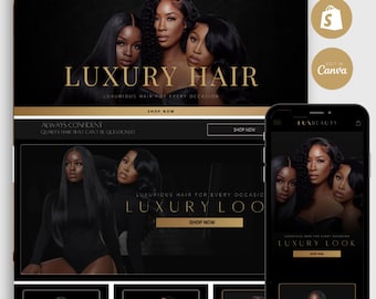 Luxury Hair Shopify Website Theme: Editable Canva Banners