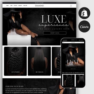 Shopify Hair Website Template, Hair Website, Shopify Website Theme  with Editable Cava Banners,