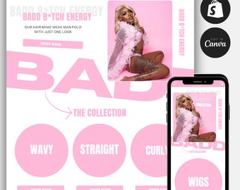 Shopify Hair Website Template, Premade Design, Instant Download