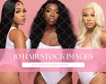 Beauty Stock Photos: All White Hair Wig Images (Instant Download)