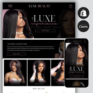 Shopstifte Haar Website Vorlage, Haar Website, Shopilly Website Theme Cava Haar Banner, Luxus Website Theme, Haar Vorlage, Hair Store,