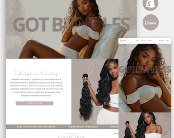 DIY Editable Shopify Hair Website: Website Template & Canva Banners