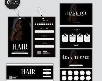 Hair Business-bundel: hanglabel, bedankkaart, canvassjabloon